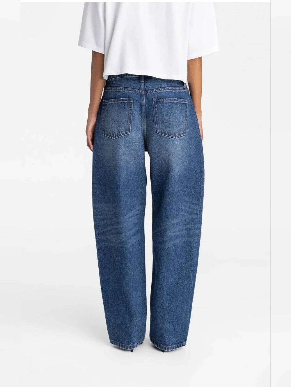 NWT KBB by KAHLANA Women's Mid-Rise Wide Barrel Leg Jean - Dark Wash Size 6 - Picture 2 of 7